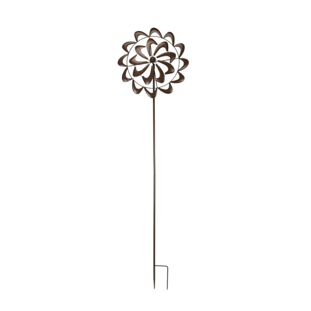 Aged Copper Finish Kaleidoscope Swoosh Kinetic Wind Spinner Garden Stake